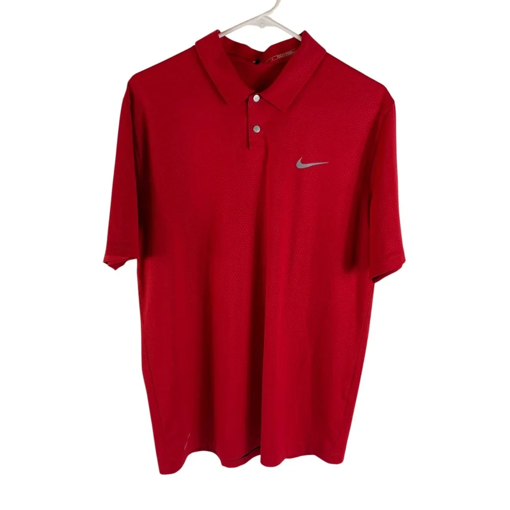 Nike Tiger Woods Collection Polo Shirt Mens Medium Red Performance Golf